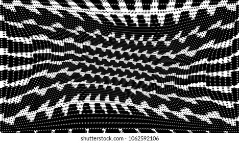 Gradient halftone dots pattern texture background. Black and white pixels. Modern dotted vector illustration. Abstract wavy lines. Pixels backdrop. Grunge spotted pattern. Wide template for web design