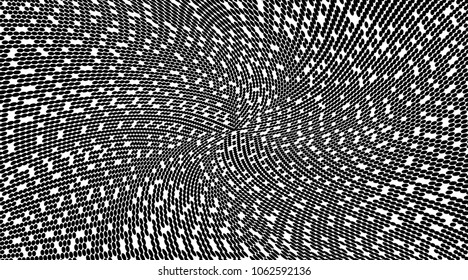 Gradient halftone dots pattern texture background. Black and white pixels. Modern dotted vector illustration. Abstract wavy lines. Pixels backdrop. Grunge spotted pattern. Wide template for web design