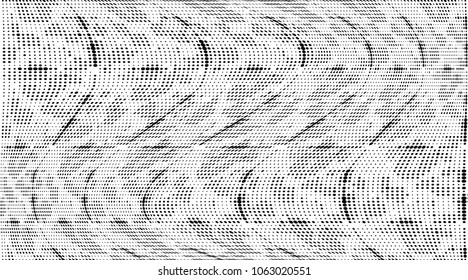 Gradient halftone dots pattern texture background. Black pixels. Modern dotted vector illustration. Abstract wavy lines. Points backdrop. Grungy spotted pattern. Wide image