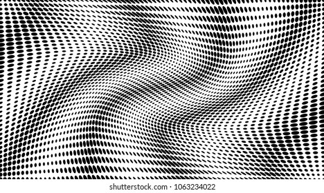 Gradient halftone dots pattern texture background. Black pixels. Modern dotted vector illustration. Abstract wavy lines. Points backdrop. Grunge spotted pattern. Monochrome template for web design