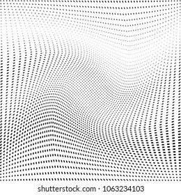 Gradient halftone dots pattern texture background. Black pixels. Modern dotted vector illustration. Abstract wavy lines. Points backdrop. Grunge spotted pattern. Monochrome template for web design