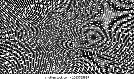 Gradient halftone dots pattern texture background. Black pixels. Modern dotted vector illustration. Abstract wavy lines. Polka dots backdrop. Grunge spotted pattern. Wide image