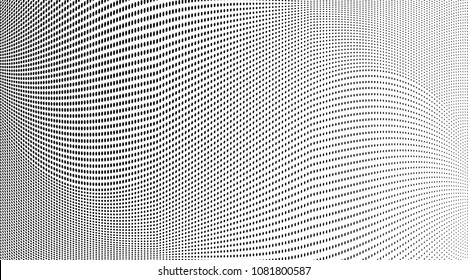 Gradient halftone dots pattern texture background. Abstract curves. Polka dots backdrop. Wavy dotted spotted 
pattern. Modern dotted template vector illustration for design, covers, web  banners