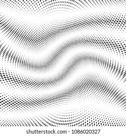 Gradient halftone dots pattern texture background. Abstract curves. Polka dots backdrop. Wavy dotted spotted 
pattern. Modern dotted template vector illustration for design, covers, web  banners