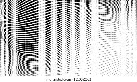 Gradient halftone dots pattern texture background. Abstract curves. Polka dots backdrop. Wavy dotted spotted 
pattern. Modern dotted template vector illustration for design, covers, web  banners