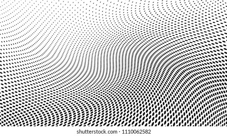 Gradient halftone dots pattern texture background. Abstract curves. Polka dots backdrop. Wavy dotted spotted 
pattern. Modern dotted template vector illustration for design, covers, web  banners