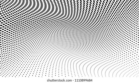 Gradient halftone dots pattern texture background. Abstract curves. Polka dots backdrop. Wavy dotted spotted 
pattern. Modern dotted template vector illustration for design, covers, web  banners
