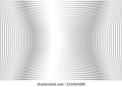 Gradient halftone dots pattern texture background. Abstract curves. Polka dots backdrop. Wavy dotted spotted 
pattern. Modern dotted template vector illustration for design, covers, web  banners