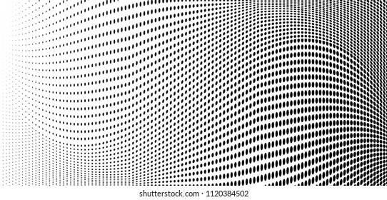Gradient halftone dots pattern texture background. Abstract curves. Polka dots backdrop. Wavy dotted spotted 
pattern. Modern dotted template vector illustration for design, covers, web  banners