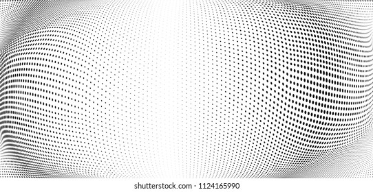 Gradient halftone dots pattern texture background. Abstract curves. Polka dots backdrop. Wavy dotted spotted 
pattern. Modern dotted template vector illustration for design, covers, web  banners