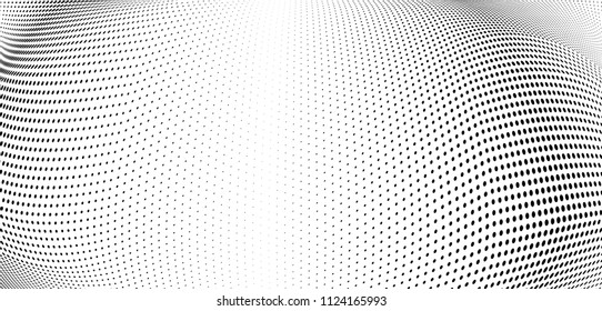 Gradient halftone dots pattern texture background. Abstract curves. Polka dots backdrop. Wavy dotted spotted 
pattern. Modern dotted template vector illustration for design, covers, web  banners