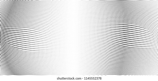 Gradient halftone dots pattern texture background. Polka dots backdrop. Wavy dotted spotted pattern. Modern dotted template panoramic  vector illustration for design, covers, web  banners