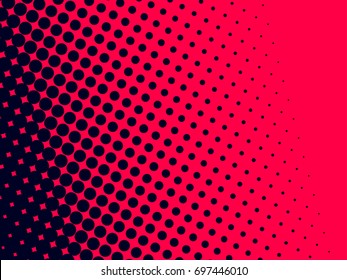 Gradient halftone dots in red background.