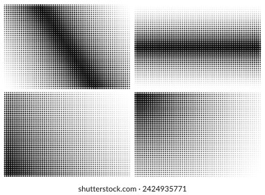 Gradient halftone dotted patterns. set of abstract halftone gradient horizontal patterns. Vector illustration
