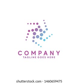 Gradient Halftone logo Dot Circle and spiral Icon. Technology Vector Modern Symbol. Company Logo Design Inspiration.