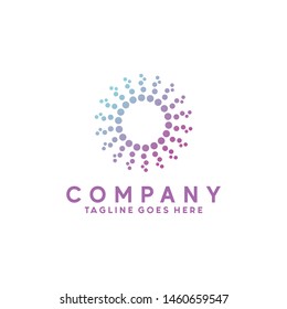 Gradient Halftone logo Dot Circle and spiral Icon. Technology Vector Modern Symbol. Company Logo Design Inspiration.