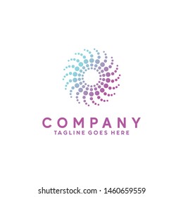 Gradient Halftone logo Dot Circle and spiral Icon. Technology Vector Modern Symbol. Company Logo Design Inspiration.