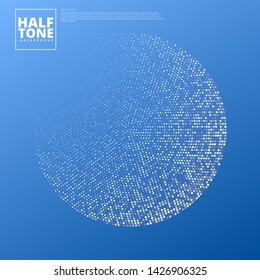 Gradient halftone pattern diagonal vector illustration. White dots, blue halftone texture. Background of Art.