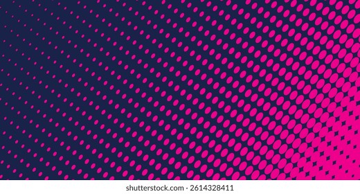 Gradient halftone pattern diagonal vector illustration. Pink dots, blue halftone texture. Pop Art blue pink halftone, comics Background. 