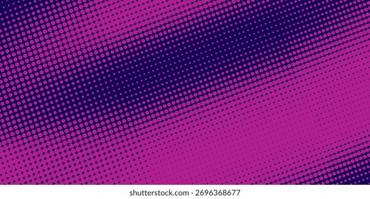 Gradient halftone pattern diagonal vector illustration. Pink dots, blue halftone texture. Pop Art blue pink halftone, comics Background. Background of Art. EPS10