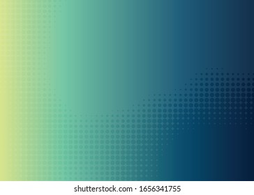 Gradient halftone pattern vector illustration. blue dots, green halftone texture. blue halftone, comics Background.