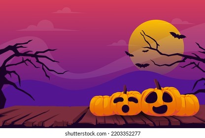 gradient halloween background with full moon