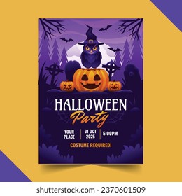 gradient halloween party invitation template vector design illustration