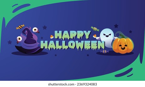 gradient halloween youtube channel art vector design illustration