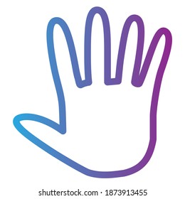 Gradient hand icon isolated on white background. Palm in trendy design colors. Vector welcome sign.