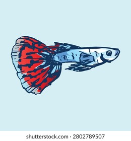 Gradient Handdrawn illlustration of an guppy fish