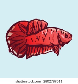 Gradient Handdrawn illlustration of an redbetta fish plakat