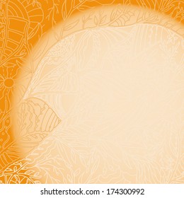 Gradient hand-drawn lacy background with leaves