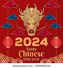 diseño vectorial de ilustraciones de gradiente feliz año nuevo chino 2024