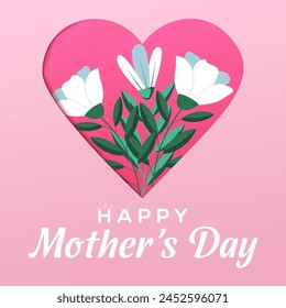 gradient happy mother's day illustration with flowers