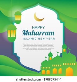Gradient happy muharram illustration. - Vector.
