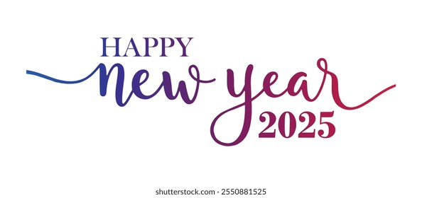 Gradient 'Happy New Year 2025' text in modern script font