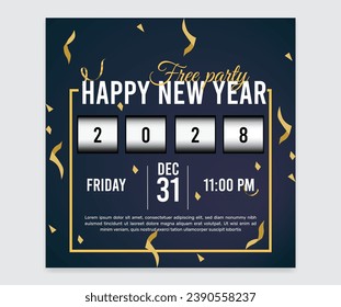 Gradient happy new year social media post template