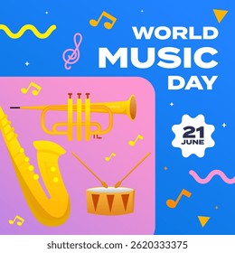 gradient happy world music day illustration design