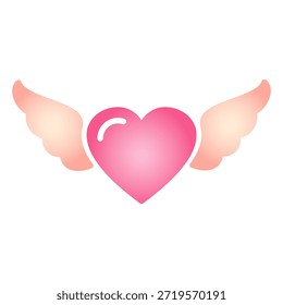 Corazón degradado con alas de ángel, símbolo romántico del Día de San Valentín, perfecto para proyectos de amor, bodas y diseño festivo.