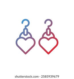 Gradient Heart Earring Pair Fashion Accessory