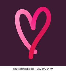Gradient heart illustrations. Modern ribbon shapes, intertwined loops, smooth curves. Perfect for Valentine's Day. Minimalist design, abstract romantic theme. Vector art