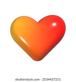 Gradient Heart Isolated 3d realistic vector illustration plastic shiny love symbol