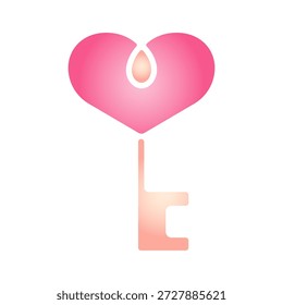 Icono de la llave del corazón degradado para el día de San Valentín. Símbolo de amor vibrante con una mezcla de colores suave para desbloquear el romance. Perfecto para tarjetas, bodas, App, logotipos y gráficos de vacaciones.
