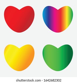 Gradient Heart Logo. Colorful Love Icon Set. 