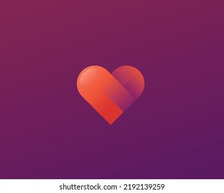 Gradient heart logo. Universal Valentines day wedding sign. Love cardiology logotype. Vector illustration.