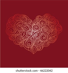 Gradient heart on red background
