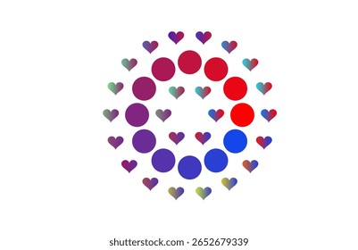 Gradient Heart Pattern in Circular Shape – Romantic and Colorful Abstract Design for Valentine’s Day, Love Themes, Wedding Invitations, Greeting Cards, and Modern Digital Art"

