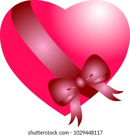 Gradient Heart with Ribbon and Bow-knot