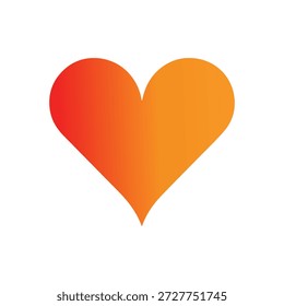 Ilustração de símbolo de coração de gradiente com tons de laranja quente e vermelho em um fundo branco limpo