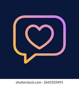 Gradient heart in talk bubble. Icon symbol illustration